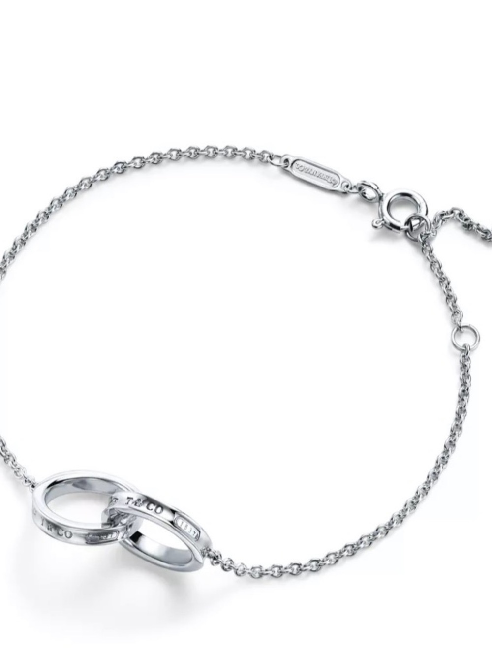 Tiffany & Co.  Interlocking Circles bracelet Sterling Silver Double Ring W/Pouch